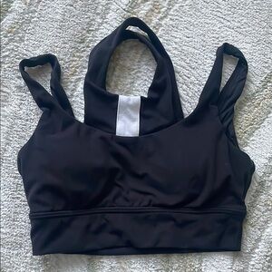 BuffBunny Midnight Black Sports Bra with White Stripe